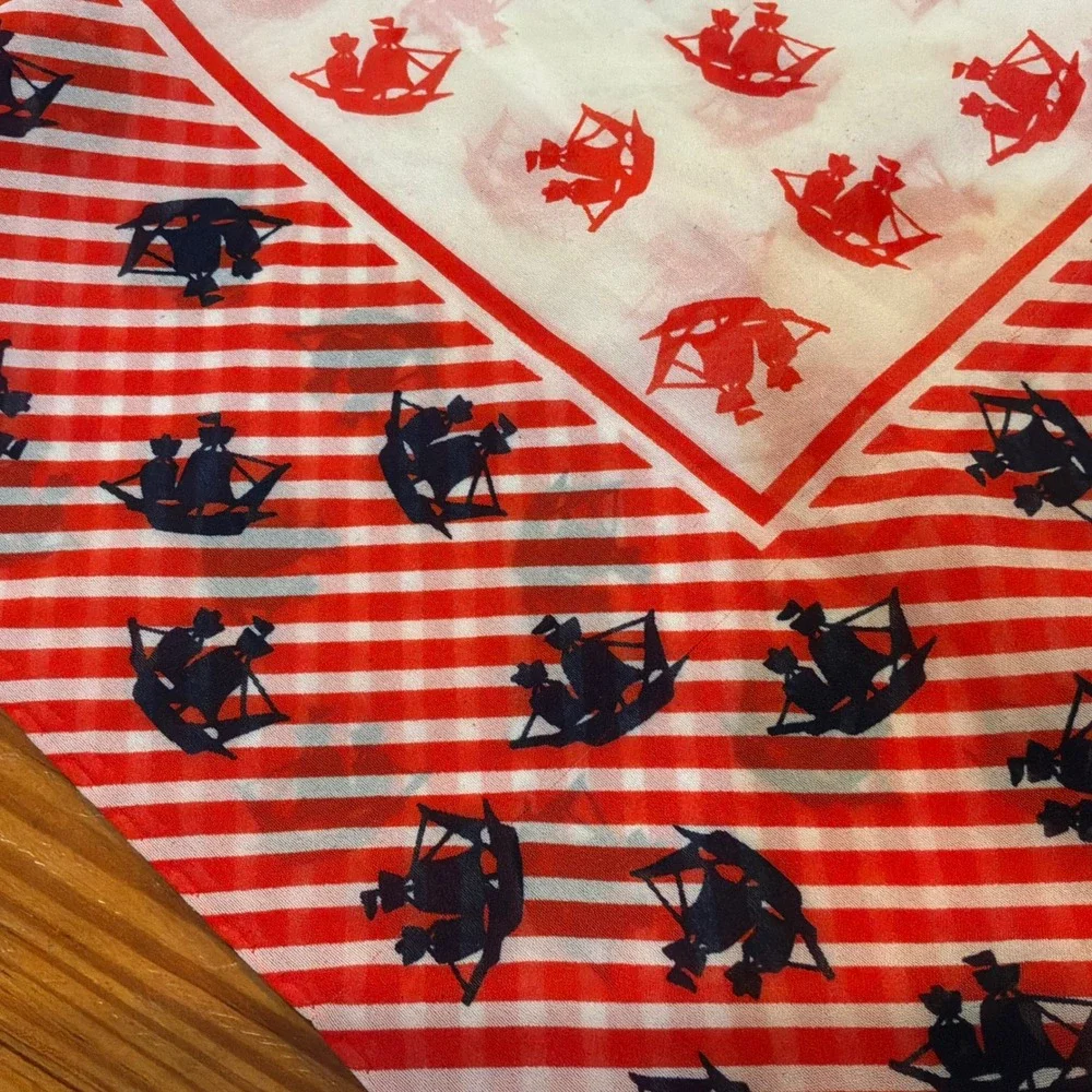 VTG Nasharr Freres Ltd Nautical Ship Scarf Neckerchief Hand Rolled 20.5